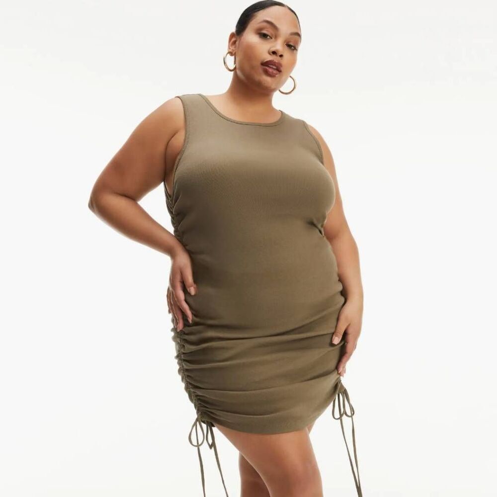 Good American Plus Size 2X (Size 5) Ruched Mini Cotton Dress